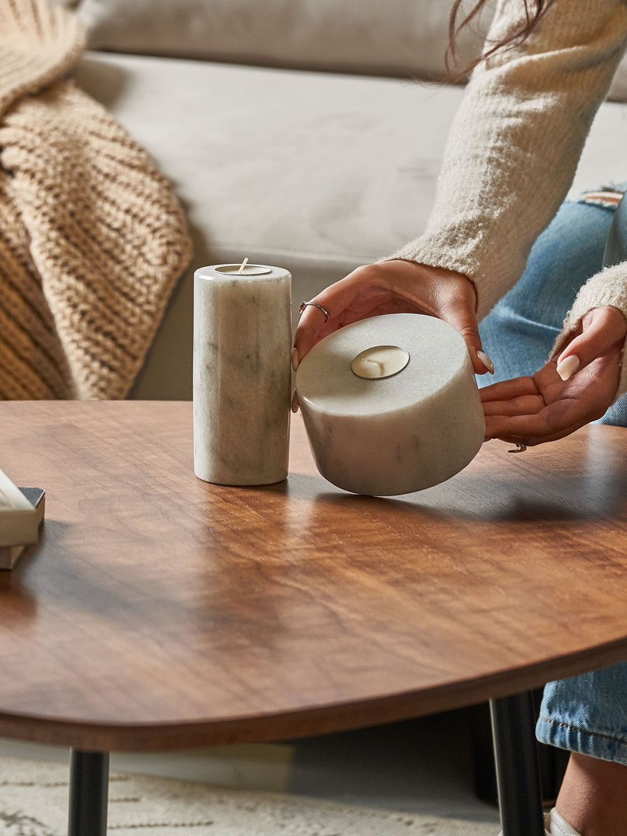 White Marble Candle Holders Set Tashhome