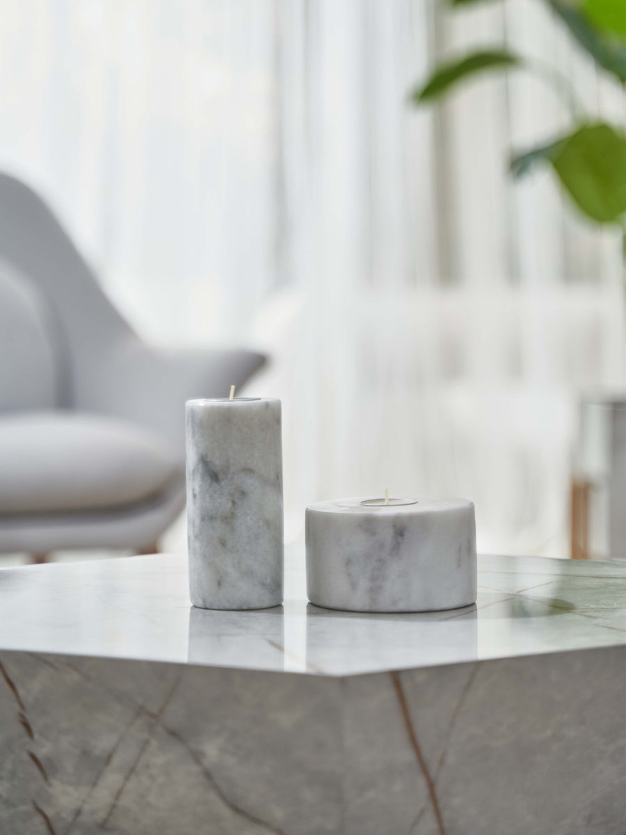 White Marble Candle Holders Set Tashhome
