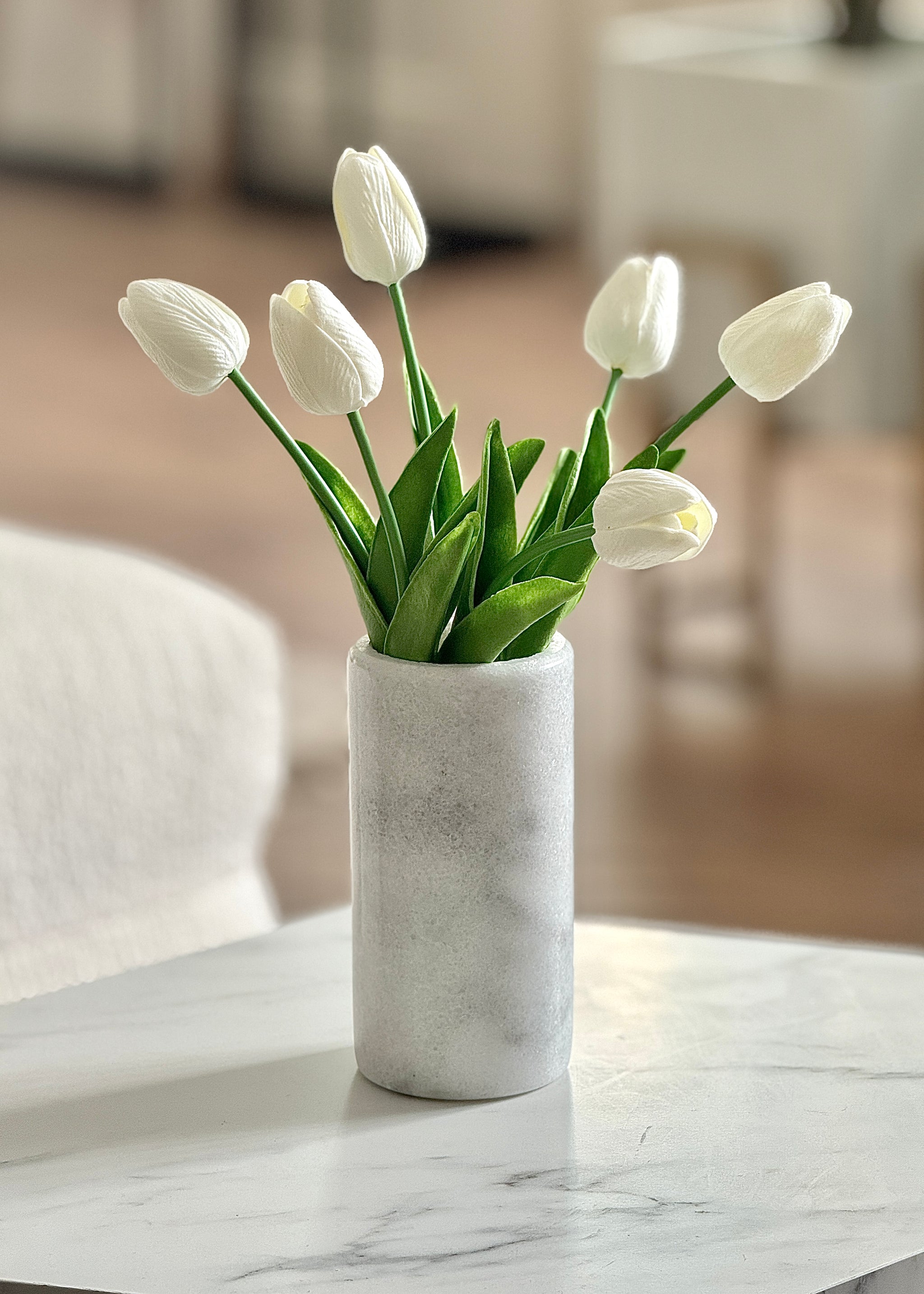 White Marble Cup Vase – Tashhome
